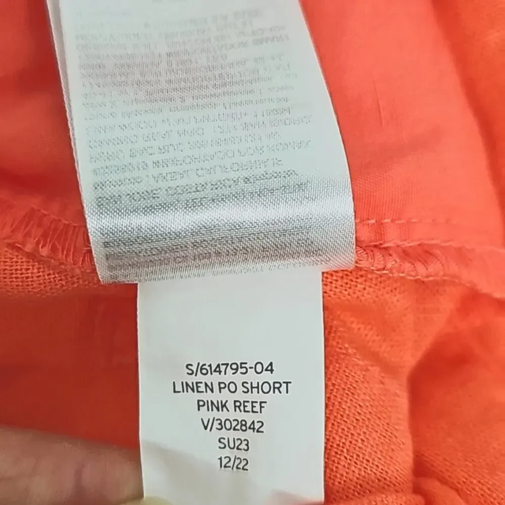 GAP Womens Linen/Rayon Blend Elastic Waist 4 Pocket Coral Shorts Size S (NWT)
